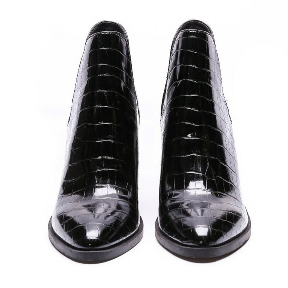 Steve Madden LEV Black Croc Booties - Picture 2 of 11